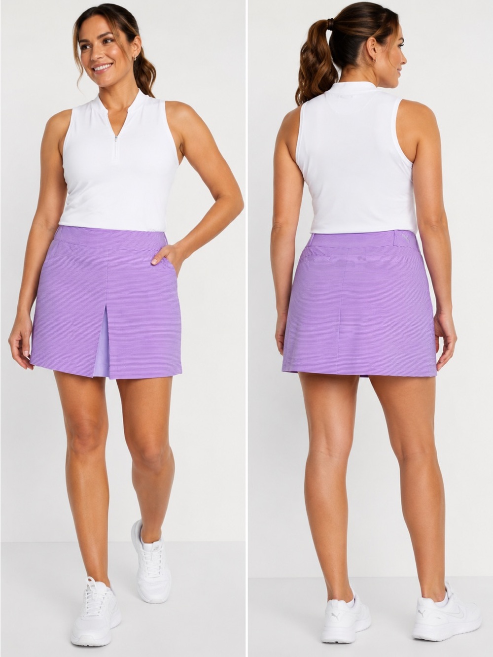 Puma Golf Skort Womens XL Purple Striped Pleated Athletic Performance Skirt